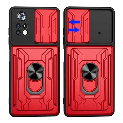 Xiaomi Redmi Note 13 Pro (5G) - Card Slot Hoesje met Kickstand en Camera Slide - Pop Grip Cover - Groen