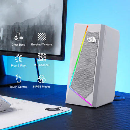 GS520 Desktop Luidspreker Set - RGB 3.5mm AUX Stereo Speaker - Zwart