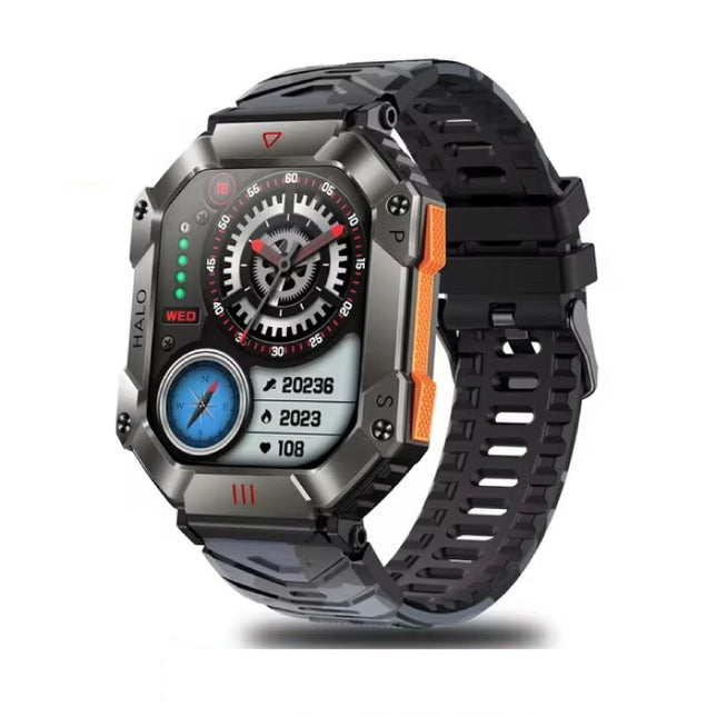Halo Smartwatch - Silicoon Bandje - 2" Display - Hartslag Zuurstof Sport Tracker Horloge - Zwart Camo
