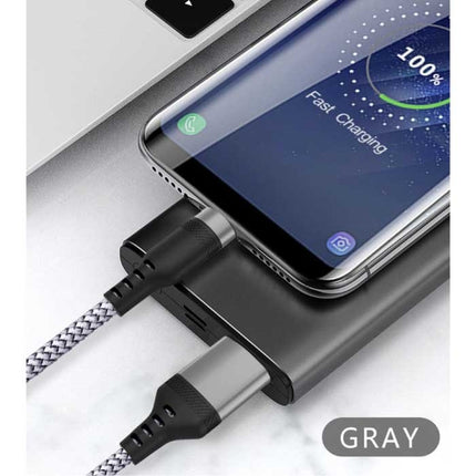 Extra Lange 5M USB-C Oplaadkabel Datakabel Gevlochten Nylon Oplader Grijs