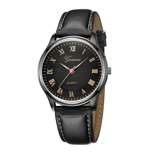 Klassiek Horloge voor Heren - Kwarts Uurwerk Leren Bandje Zwart