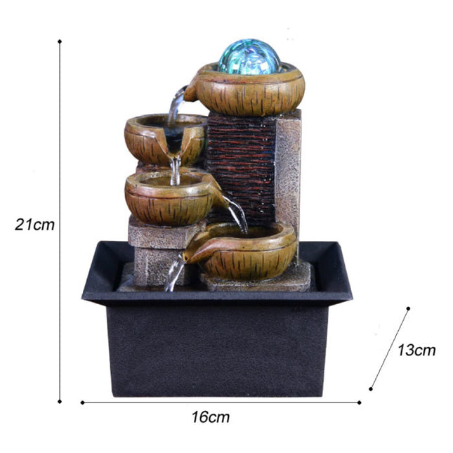 Mini Sier Waterval Feng Shui - LED Fontein Decor Ornament Bruin