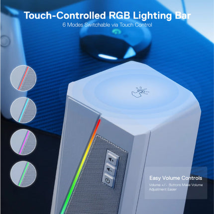 GS520 Desktop Luidspreker Set - RGB 3.5mm AUX Stereo Speaker - Wit