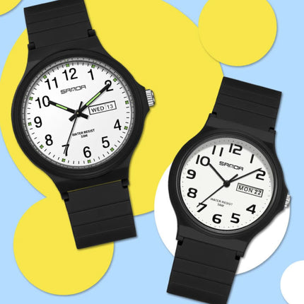 9072 Siliconen Horloge - Kwarts Polshorloge TPU Bandje 5 ATM Waterdicht - Zwart