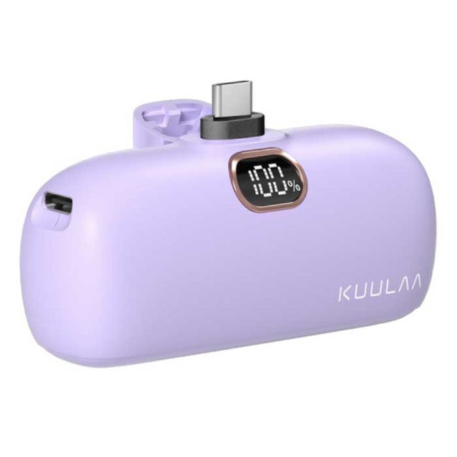 5000mAh Mini Powerbank voor USB-C - QC / PD Externe Noodaccu Batterij Oplader Paars