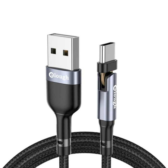 USB-C Oplaadkabel 180° - 3 Meter - Gevlochten Nylon Oplader Data Kabel Grijs