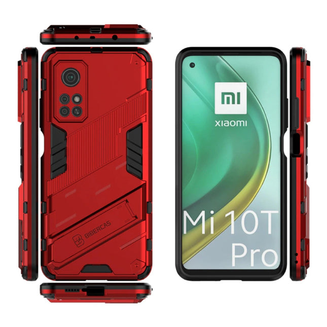 Xiaomi Mi 10 Lite Hoesje met Kickstand - Shockproof Armor Case Cover TPU Rood