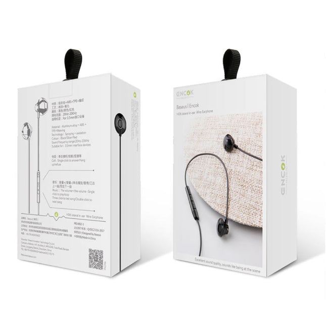 Encok H06 Oortjes met Microfoon en Volume Controls - 3.5mm AUX Oordopjes Wired Earphones Oortelefoon Zwart