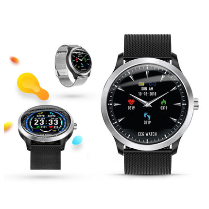 Sports Smartwatch N58 ECG+PPG Fitness Sport Activity Tracker Smartphone Horloge iOS Android iPhone Samsung Huawei Zwart Metaal