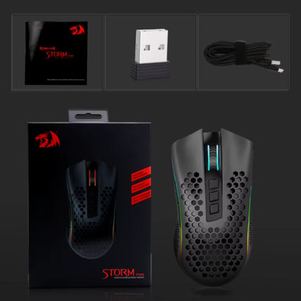 Storm Pro M808-KS Draadloze Gaming Muis - 2.4GHz RGB Optisch Ergonomisch Programmeerbaar tot 16000 DPI - Zwart