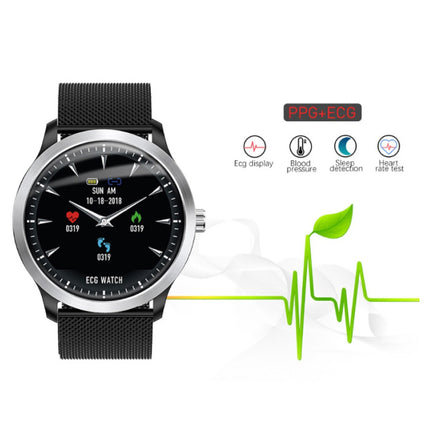 Sports Smartwatch ECG+PPG Fitness Sport Activity Tracker Smartphone Horloge iOS Android iPhone Samsung Huawei Bruin Leer