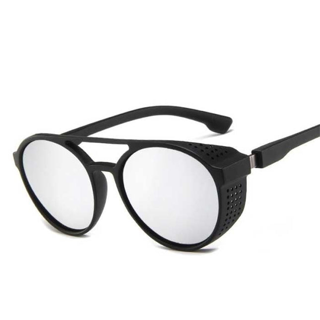 Klassieke Punk Zonnebril voor Heren - Designer Vintage Bril UV400 Eyewear Zilver