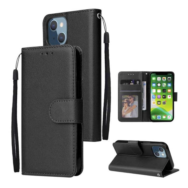 iPhone 13 Mini Flip Case Portefeuille PU Leer - Wallet Cover Hoesje Zwart