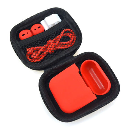 6 in 1 Kit voor AirPods 1 / 2 Rood - Hoesje / Anti-Lost Strap / Karabijnhaak / Opbergdoosje / Draagband / 2x Stofkap