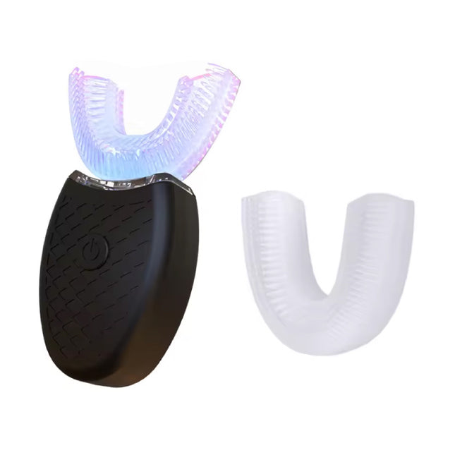 Sonische U-Type Tandenborstel met Extra Kop - Elektrisch 360° Siliconen Kop - Zwart