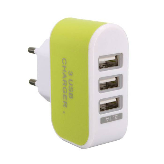 5-Pack  Triple (3x) USB Port iPhone/Android Muur Oplader Wallcharger AC Thuis Groen