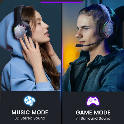 E1000 WT Draadloze Gaming Headset - Koptelefoon met Microfoon Bluetooth 7.1 Surround Zwart 