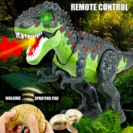 RC Dinosaurus (T-Rex) met Mist Effect - Afstandsbediening Bestuurbaar Speelgoed Tyrannosaurus Rex Dino Robot Groen