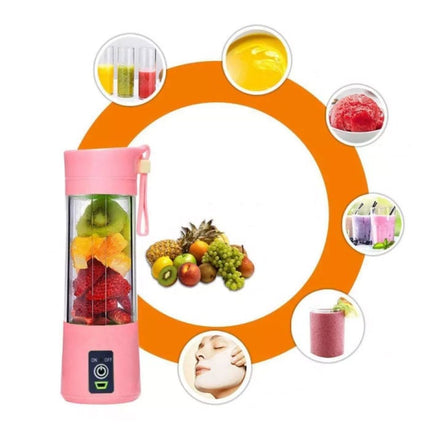 Draagbare Blender met 6 Freesmessen  - Portable Smoothie Maker Juicer Sapcentrifuge Roze