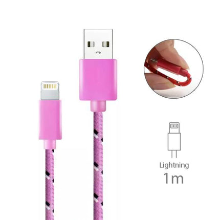 iPhone/iPad/iPod Lightning USB Oplaadkabel Gevlochten Nylon Oplader Data Kabel Data 1 Meter Roze