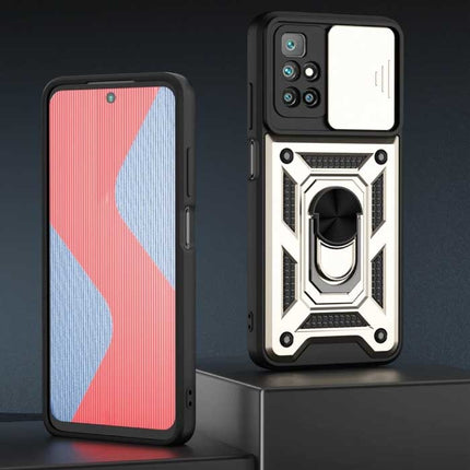 Xiaomi Poco M3 - Armor Hoesje met Kickstand en Camera Bescherming - Pop Grip Cover Case Goud