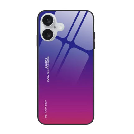 iPhone 15 Pro Max Hoesje Gradient - TPU en 9H Glas - Shockproof Glossy Case Cover - Paars-Roze
