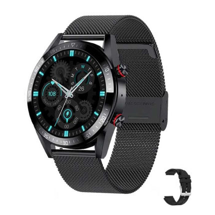 Smartwatch met Extra Bandje - Bloeddrukmeter en Zuurstofmeter - Fitness Sport Activity Tracker Horloge iOS Android - Mesh Bandje Zwart