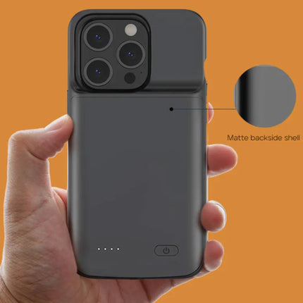 iPhone 15 Pro Max Powercase 5000mAh - Powerbank Batterij Hoesje Oplader Zwart