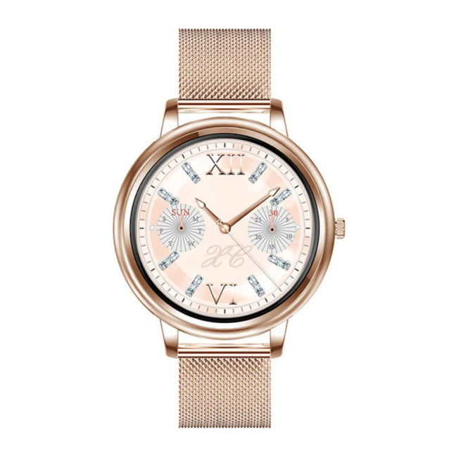 Fashion Smartwatch voor Vrouwen - Fitness Sport Activity Tracker Smartphone Horloge iOS Android - Goud Staal