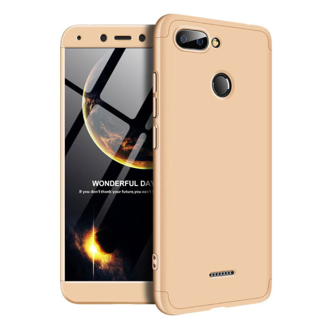 Xiaomi Redmi 6 Pro Full Cover - 360° Body Hoesje Case + Screenprotector Tempered Glass Goud