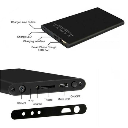 Power Bank Mini Security Camera 5000mAh - HD Camcorder Motion Detection Zwart