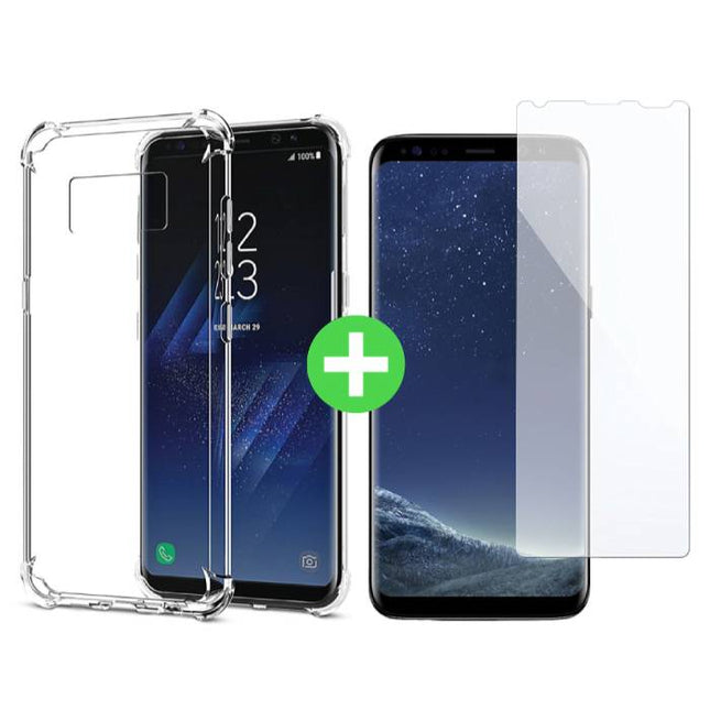 Samsung Galaxy S8 Plus Transparant TPU Hoesje + Screen Protector Tempered Glass
