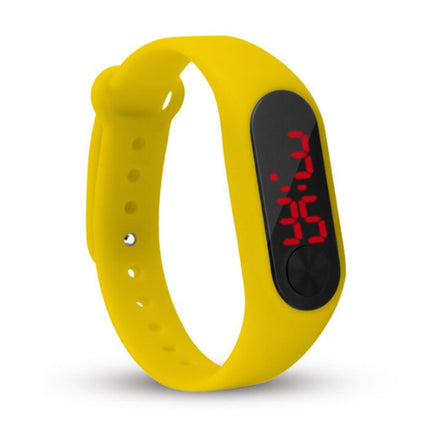 Digitaal Horloge Polsband - Silicoon Bandje LED Scherm Sport Fitness - Geel