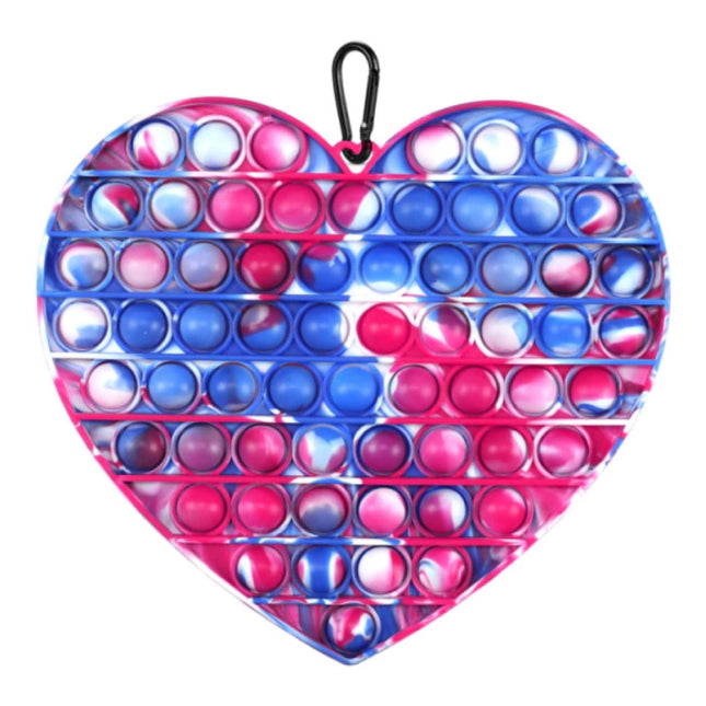 XL Pop It - 200mm Extra Groot Fidget Anti Stress Speelgoed Bubble Toy Siliconen Hartje Roze-Blauw