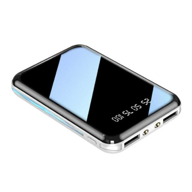 Dual 2x USB Poort Mini Powerbank 20.000mAh - LED Display Externe Noodaccu Batterij Oplader Charger Wit