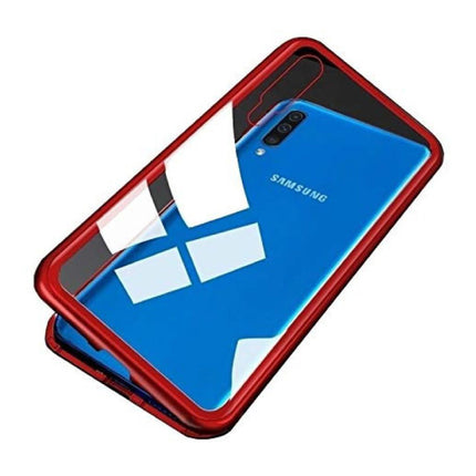 Samsung Galaxy A50 Magnetisch 360° Hoesje met Tempered Glass - Full Body Cover Hoesje + Screenprotector Rood