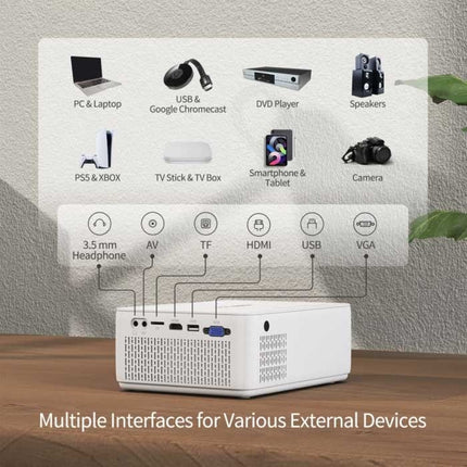 V10 LED Projector - Mini Beamer Home Media Speler Wit