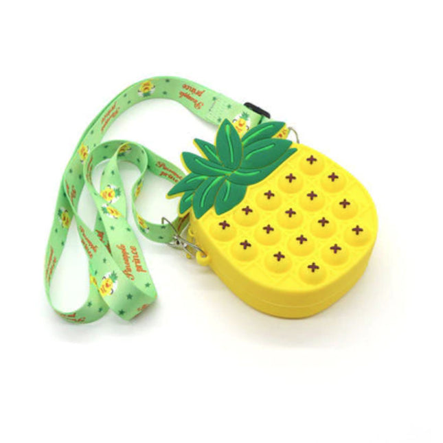 Pop It Portemonnee Ananas - Fidget Anti Stress Speelgoed Bubble Toy Siliconen Geel
