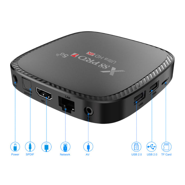 X88S TV Box Mediaspeler Android 10 - Bluetooth 5.0 - Kodi - 6K - 4GB RAM - 128GB Opslagruimte 