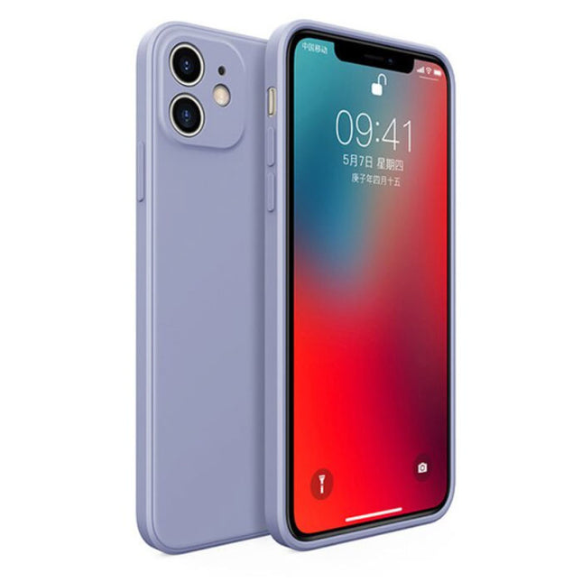 iPhone 12 Pro Square Silicone Hoesje - Zachte Matte Case Liquid Cover Lichtblauw