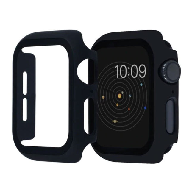 Full Cover voor iWatch Series 44mm - Hoesje en Screen Protector - Tempered Glass Hard Case TPU