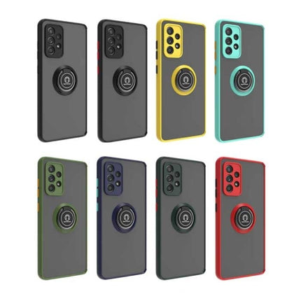 Samsung Galaxy A23 Hoesje met Ring Kickstand en Magneet - Schokbestendige Cover Case Geel