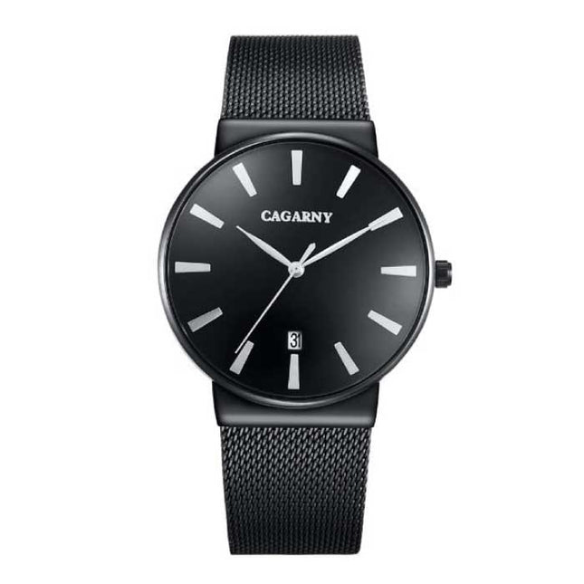 Luxe Kristallen Kwarts Horloge voor Heren - Waterdicht Polshorloge Roestvrij Staal Zwart Minimal