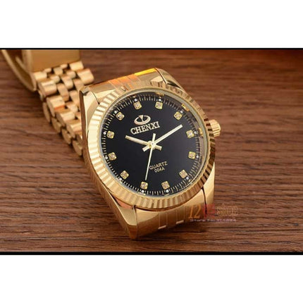 Gouden Luxe Horloge voor Dames - Waterdicht Stras Horloge Roestvrij Stalen Armband Goud