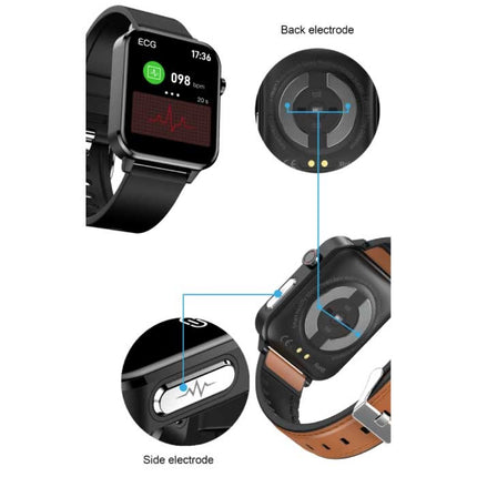 E86 ECG Smartwatch met Extra Bandje - Fitness Sport Activity Tracker Horloge Android - Mesh Bandje Zwart