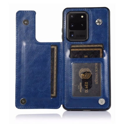 Samsung Galaxy S8 Plus Retro Leren Flip Case Portefeuille - Wallet PU Leer Cover Cas Hoesje Blauw