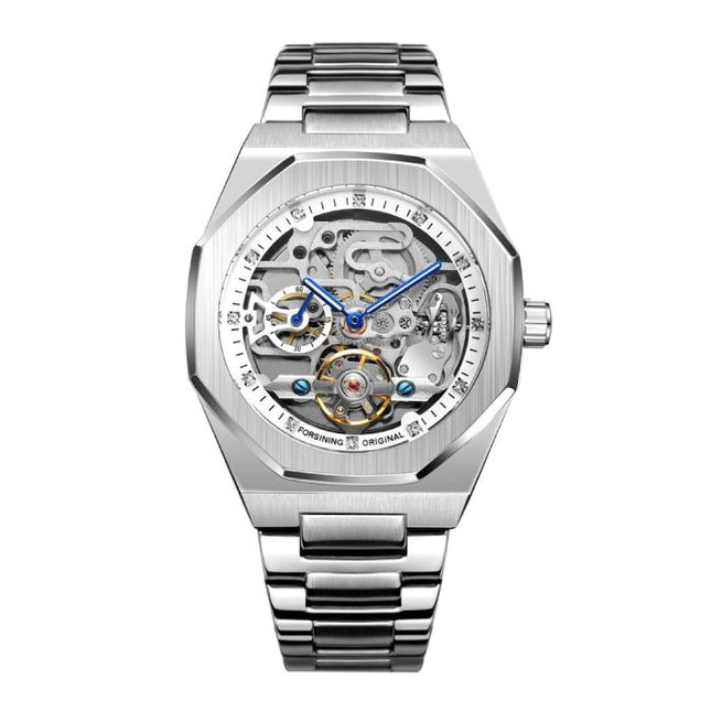 Mechanisch Roestvrij Staal Luxe Horloge voor Heren - Zakelijk Mode Polshorloge Zilver Wit