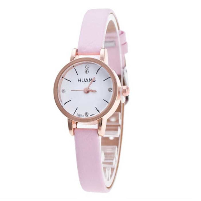 Vintage Horloge met Kleine Wijzerplaat voor Dames - Leren Band Kwarts Polshorloge Roze