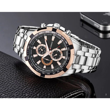 Staal Horloge voor Heren - Leren Bandje Anoloog Luxe Uurwerk voor Mannen Kwarts