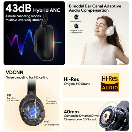 H3 Draadloze Koptelefoon - ANC Bluetooth 5.4 Hi-Res Headset Paars
